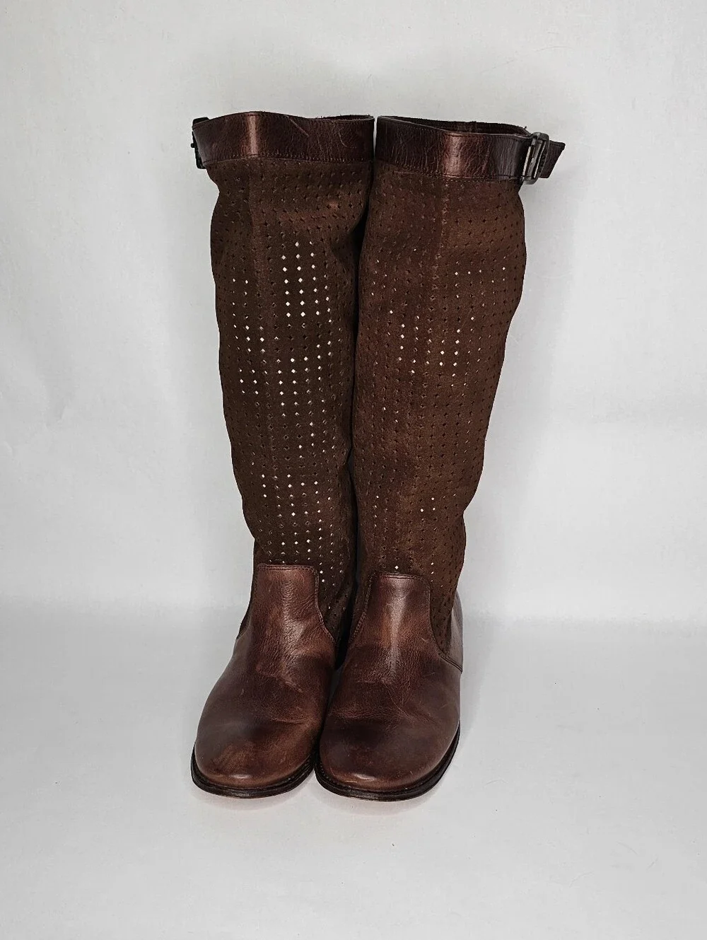 Frye Leather Suede Sloutch Perforated Brown Riding Boots 9